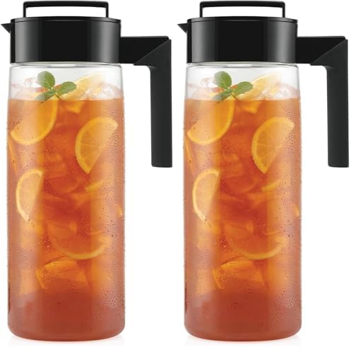 Takeya Patented and Airtight Pitcher Made in the USA, BPA Free, Black, 64 Ounces (Pack of 2) by Takeya
