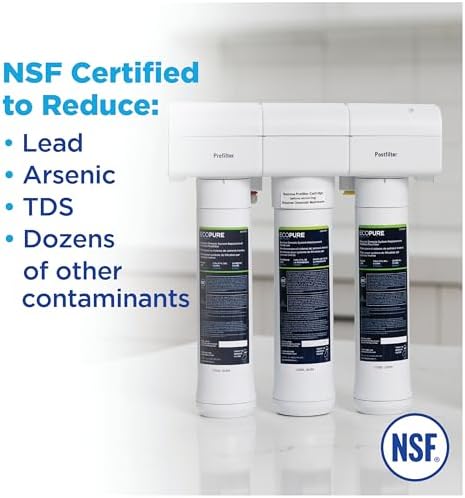 EcoPure ECOP30 Premium Reverse Osmosis System – Under Sink Drinking Water Filter System – NSF-Certified – Reduces Lead, Chlorine, and TDS –Bottled-Quality Water – Easy Filter Changes - Image 4