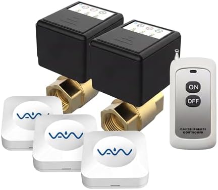 VAW Smart Water Shut Off Valve System - 2 * 1/2' Automatic Heavy Full Port Valve + 3 Wireless Water Leak Detectors + Controller, No Hub, 3-Year Battery, IP66 Waterproof for Kitchen Bathroom Basement by Unknown