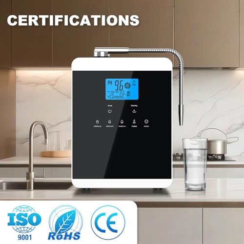 Alkaline Water Ionizer Machine, 3 Replacement Water Filters, 11 Titanium Plates, PH 3.5-10.5 for Alkaline & Acidic Water, Self-Cleaning, Up to - 600mV ORP, 10000 Liters Per Filter, for Home Use - Image 2