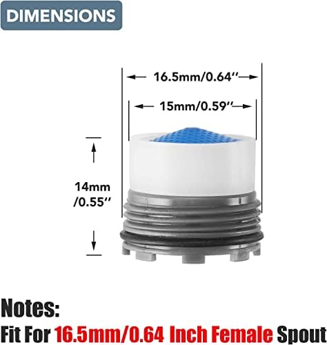 5 Pieces Faucet Aerator - Insert Water Tap Aerators Faucet Flow Restrictor Replacement Parts for Bathroom or Kitchen, 1.2GPM，16.5mm/0.64Inch - Image 2