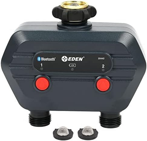 Eden 93442 2-Zone Bluetooth Water Timer for Smart Irrigation - Remote Control via App, Customizable Scheduling, and Water Delay Setting by EDEN