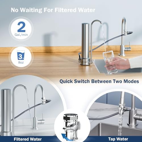 Frizzlife Water Filter for Sink Faucet, NSF 42&372 Certified 5-Stage Stainless Steel Countertop Water Filter System Reduces 99.99% Lead, Chlorine, Heavy Metals, 16000 Gallons (2 Filters) - Image 4