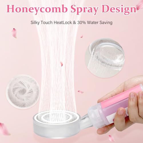 Aromatherapy Shower Head with Handheld – Filtered High Pressure Spa Shower for Softer Skin & Hair, Hard Water Filter with Woody Cedar Scent(rose) - Image 3