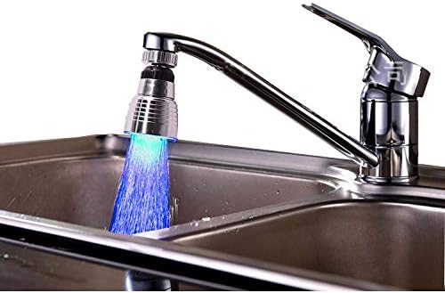 2 Package Swivel 3-Color Temperature Sensitive LED Water Faucet Light Water Stream Color Changing Faucet Tap Sink Faucet for Kitchen and Bathroom - Image 4