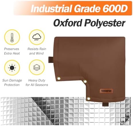 Backflow Preventer Insulation Cover for Vacuum Breaker, 13"W x 12"H, Brown - Image 5