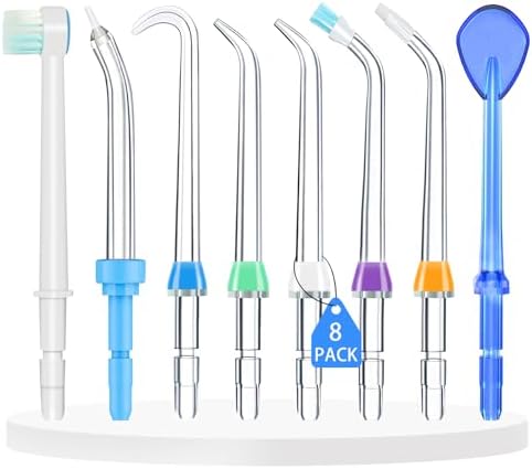 Replacement Heads for Waterpik, Waterpik Water Flosser Replacement Tips for Water Flosser Deep Cleaning Teeth (8 Aquaflosser Tips) (8 Tips Combo) by Hwxtoxy
