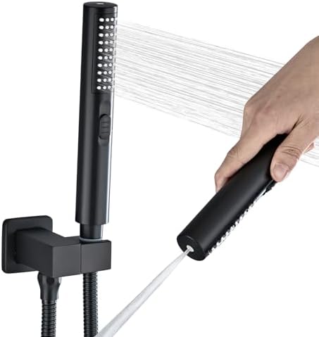 High Pressure Handheld Shower Head with Hose and Holder, Matte Black Cylindrical Hand Held Showerhead with Built-in Power Wash Spray, High Flow Wand for Bathroom by ZGZJWZ