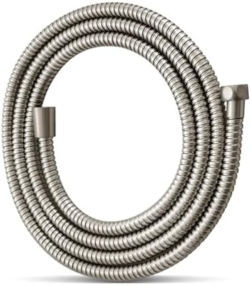 OFFO Shower Hose, 120 in Brushed Nickel Kink Free Stainless Steel Shower Hose Attachment Electroplating Handheld Head Flex Hoses Extension with Brass Insert & Nut for Pet Bathing Cleaning by OFFO