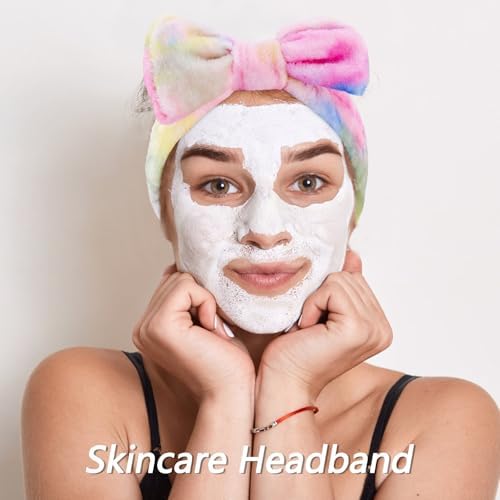 VELSCRUN Spa Headband, Makeup Face Wash Skincare Headbands, 6 Pcs Deep Colorful Sponge Bow Tie Get Ready HairBand Facial Wristband Set, Stuff for Teen Girls Women Trendy Fashion Hair Accessories - Image 4