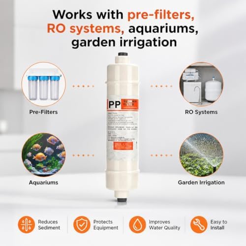 2-Pack 10" PP Cotton Sediment Pre-Filter with 1/4" Quick-Connect, Inline Replacement Cartridge for RO System, Under Sink & Whole House Water Filtration - Image 5