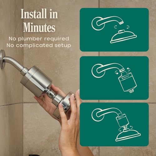 Santevia Refillable Showerhead Filter - Chrome Metal, Universal Fit Shower Head Filter Removes 99% Chlorine & Adds Magnesium for Softer Skin & Hair. Relieves Irritation & Eczema - Image 5