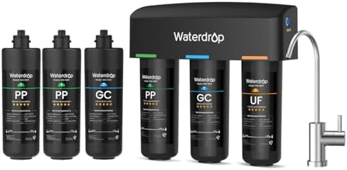 Waterdrop TSB-UF 0.01 μm Ultra Filtration Under Sink Water Filter System with TSA 3-Stage Replacement Water Filter, 3-Pack (2 x 10PP, 1 x 10GC), Replacement for Waterdrop TSA & TSA-UF 3-Stage, Bundle by Waterdrop