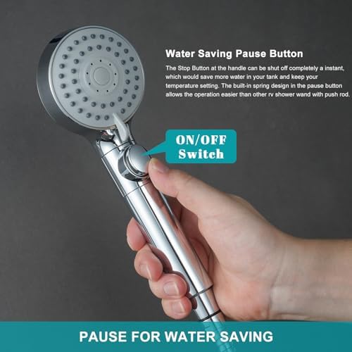 GwernKB Handheld Shower Head with Hose and On Off Switch,Water Saving - Image 2