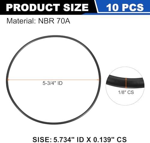 uxcell 10Pcs AS-256 NBR 70A O-Rings 5-3/4"ID x 1/8"CS/5.734"ID x 0.139"CS - Image 2