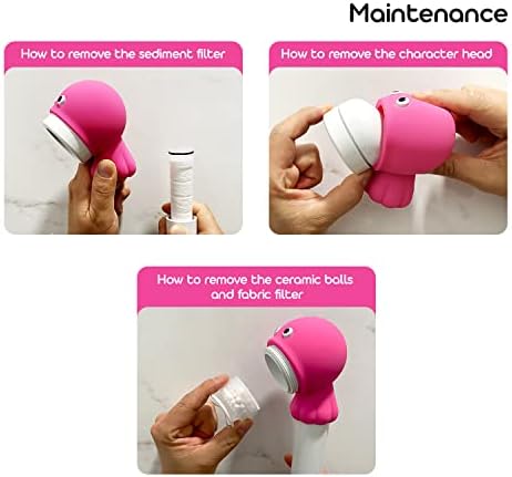 Barumi Livo Handheld Filtered Showerhead for Kids - Octopus Pink | Micro Laser-Cut for Soft Water Spray, Multi-Level Filtration Removes Chlorine and Impurities for Skin and Hair - Image 5