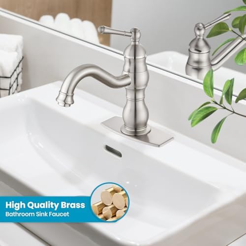 gotonovo Bathroom Faucet 1 Hole Vintage,Brushed Nickel,7.1” Spout Reach - Image 2