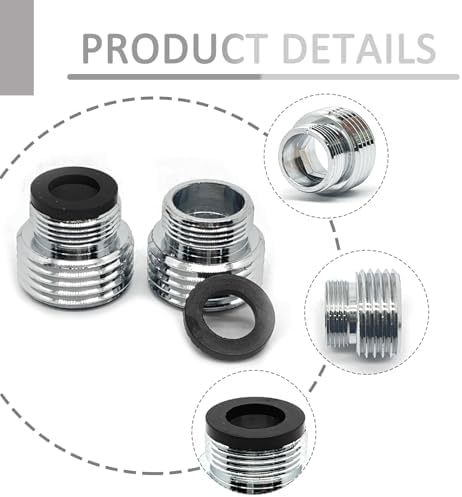 2 Pcs 16mm Male to G1/2 Male Thread Metal Faucet Adaptor,Brass Kitchen Sink Aerator Adapter,For Connecting Water Filter,Garden Hose,With Gaske - Image 3