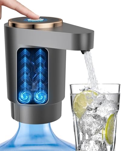 Water Jug Pump for 5 Gallon Bottle – Portable Electric USB-C Charging Dispenser, Dual Powerful Motors, Fast Flow, Fits 2-5 Gallon Jugs – Ideal for Home, Office, Camping, RV, Gray by Unknown
