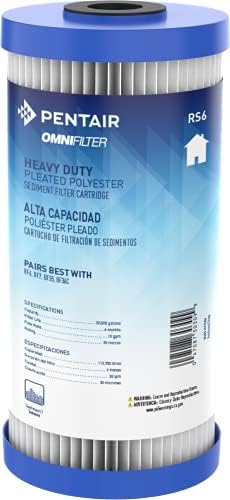 Pentair OMNIFilter RS6 Sediment Water Filter, 10" Whole House Heavy Duty Big Blue Pleated Replacement Cartridge, 10" x 4.5" by PentairOmniFilter