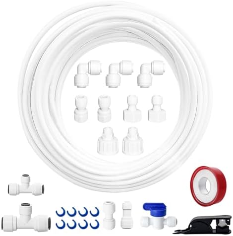 Refrigerator Water Line Kit, 1/4" OD 49.3 FT Water Supply Tubing by TRILVIX