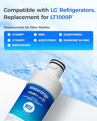 Waterdrop Alkaline LT1000PC ADQ747935 Refrigerator Water Filter, 2 Pack - Image 2