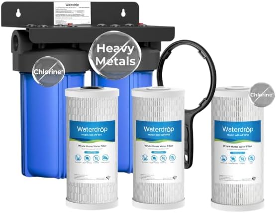 Waterdrop 2 Stage Whole House Water Filter System, with Heavy Metal Sediment Filter, Highly Reduce Mercury, Lead, Iron, Manganese, Chlorine for Well/City Water, by Waterdrop