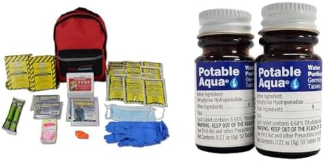 Ready America 72 Hour Emergency Kit, 1-Person, 3-Day Backpack, Includes First Aid Kit & Potable Aqua Water Purification Tablets, Portable and Effective Water Purification Solution for Camping by Unknown