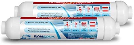 10-inch Universal Alkaline in-line Water Replacement Filter - PH Enhancer, and Re-Mineralizer – Post Filter for Under-Sink or Reverse Osmosis System - Restore Essential Minerals Set of 2 by Ronaqua