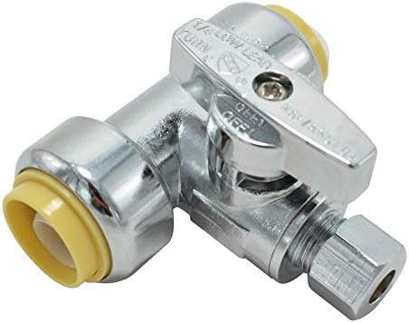 TTFLEX 1/2" x 1/2" x 1/4" Tee Valve Push to Connect Shut Off Valve 1/4 Turn by TTFLEX