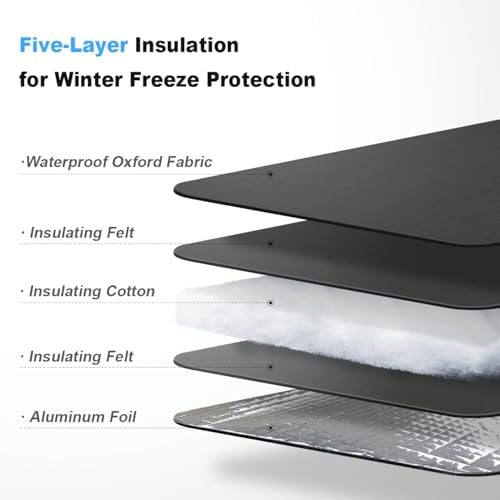 Backflow Insulation Cover, Pipe Insulation Wrap for Winter Freeze Preventer, Heavy-Duty 5-Layer Waterproof Oxford Fabric Cover for Outdoor Sprinklers and Faucets, 24W x 24H inches- Black - Image 3