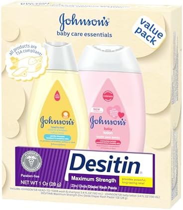 Johnson's Baby Care Essentials Gift Set, Body Lotion, & Zinc Oxide Diaper Rash Paste for Baby's Delicate Skin, Value Pack, Travel-Size, Bath Essentials Must Haves, Baby Gifts, 3 Items - Image 6