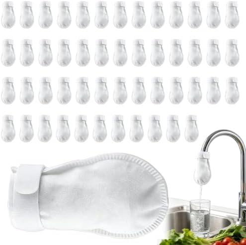 50 Pcs High Density Faucet Filter, Faucet Filter Bags for Kitchen Sink, Splash Proof Cotton Pouch Kit,Tap Cartridge with Sediment Barrier,Improve Water Quality Safe Drinking Water (50pcs) by Unknown