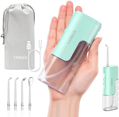 COSLUS T40 Mini Water Flosser for Travel, Portable Compact Design, Green by COSLUS