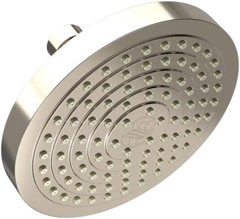 Winthorpe 6 Inch Rain Shower Head, High Pressure Fixed Showerhead, 90 Jets for Full Body Coverage, Adjustable 1.8 or 2.5 GPM Flow Inserts, Tool Free 1 Minute Install, Brushed Nickel by WinthorpeConservation