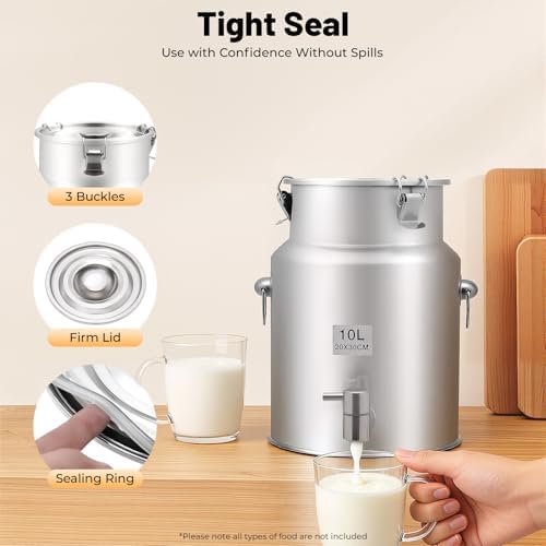 Stainless Steel Seamless 2-Gallon Milk Jug, Milk Can, 304 Milk Dispenser Container Pail, Anti-Leak Liquid Storage Container, Durable Stainless Steel Water Jug for Home Farm - Image 3