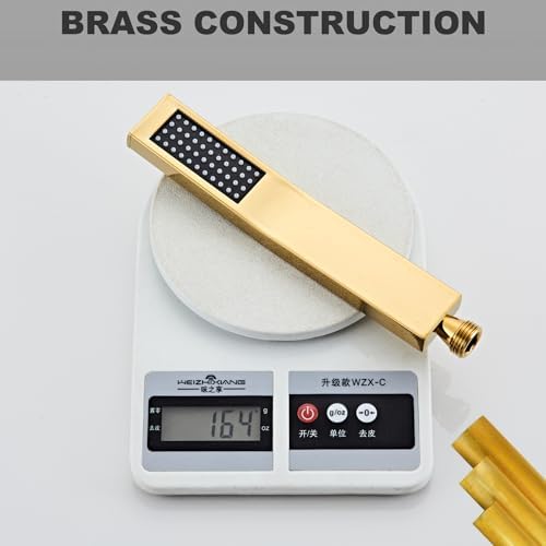 Handheld Shower Head，High Pressure Brushed Gold Shower Head,Water Saving Detachable Shower Wand with Solid Brass Body and 5 ft Flexible Hose, Easy to Clean and Durable - Image 6