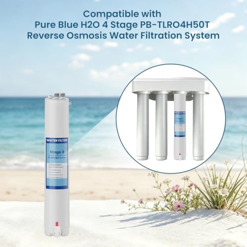H2O Stage 3 Membrane Replacement Filter Compatible with Pure Blue H2O Stage 3 Membrane PB-TLRO3MC50T, 4 Stage PB‑TLRO4H50T Reverse Osmosis Water Filtration System 1 Pack - Image 3
