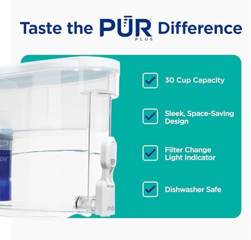 PUR Plus 30-Cup Water Filter Dispenser with 1 Lead-Reducing Filter, Blue - Image 3