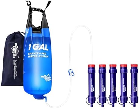 Membrane Solutions 1 Gallon Gravity Water Filter with 4 Pack S2 Water Filter Straw by MembraneSolutions