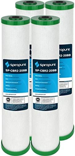 SpiroPure SP-CBR2-20BB 20x4.5 Carbon Water Filter SMCB-4520 CBC20-BB 4 Pack by SpiroPure