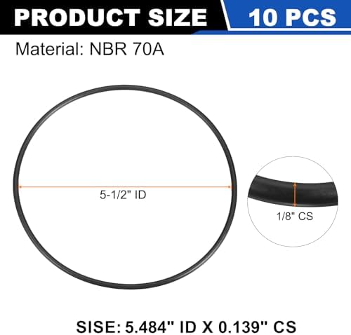 uxcell 10Pcs AS-254 NBR 70A O-Rings 5-1/2"ID x 1/8"CS/5.484"ID x 0.139"CS - Image 2
