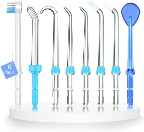 Replacement Tips for Waterpik Water Flosser,Replacement Classic Jet Tips Compatible with Waterpik Oral Irrigator,Replacement Brush Heads for Water pik,8 Pcs Replacement Parts for Water pik by WEQNNM
