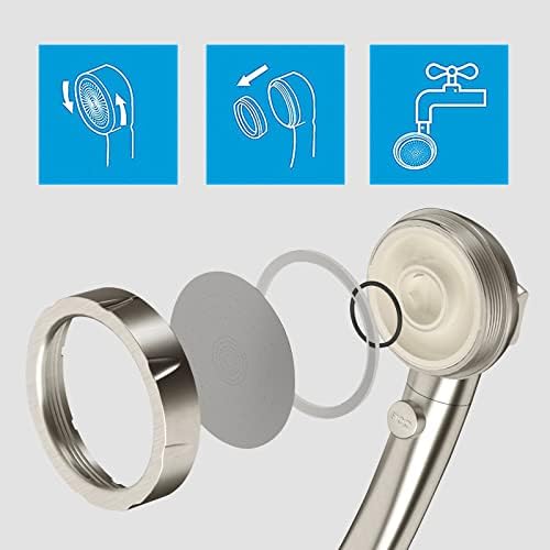 KAIYING Drill-Free High Pressure Handheld Shower Head with ON/OFF Switch, 3 Spray Modes - Brushed Nickel - Image 6