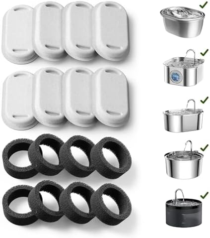 PETLIBRO 8 Packs Replacement Filters for Stainless Steel Cat Water Fountain PLWF003 & PLWF006, 4 Months Set of Replacement Filters fot Pet Water Fountain Stainless Steel by Unknown