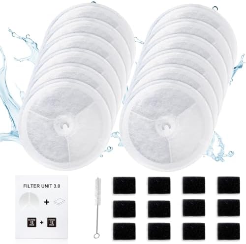 12 PCS Upgraded Filter Unit 3.0 Pet Cat Water Fountain Filters Fit For Solo 2/Solo SE, 3 Pro/2S/3, Including Replacement Filters and Replaced Foam Pump Filter (12 pcs) by Unknown