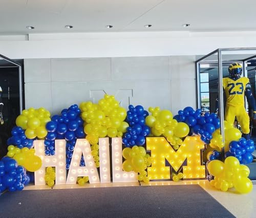 153Pcs Royal Blue and Yellow Balloon Garland Arch Kit - White Royal Blue and Yellow Balloon Arch Kit Different Size Balloons for Anniversary Graduation Baby Shower Birthday Party Decorations - Image 3