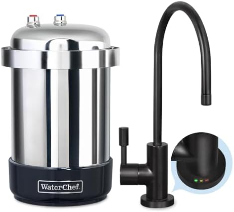 WaterChef Premium Under-Sink Water Filtration System U9000 with Intelligent Monitor & Designer Faucet (Matte Black) | NSF/ANSI Certified 78 Contaminants | 1,000-Gallons | Stainless Steel | Made in USA by WaterChef