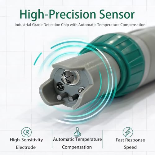 10 in 1 Water Quality Tester, Digital pH TDS EC Salinity ORP S.G Hydrogen Resistivity Fertility Temp Meter with Backlit LCD & Auto Temperature Compensation for Pool, Hydroponics, Drinking Water - Image 5