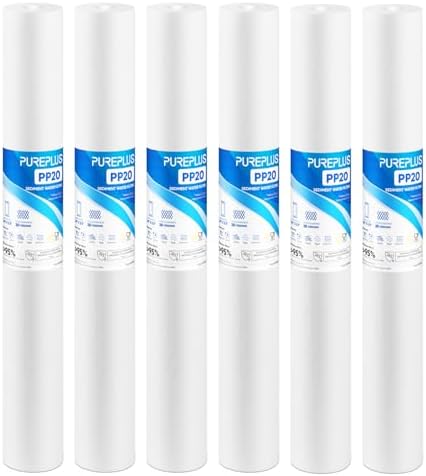 PUREPLUS 20 Micron 20"x2.5" Whole House Sediment Water Filter PP20 6 Pack by PUREPLUS